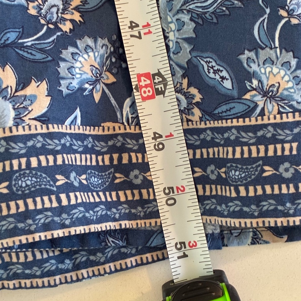 LOFT Dress Wom M Blue Floral Tiered Maxi VNeck Long Sleeve Smocked Waist Cottage - Picture 5 of 11